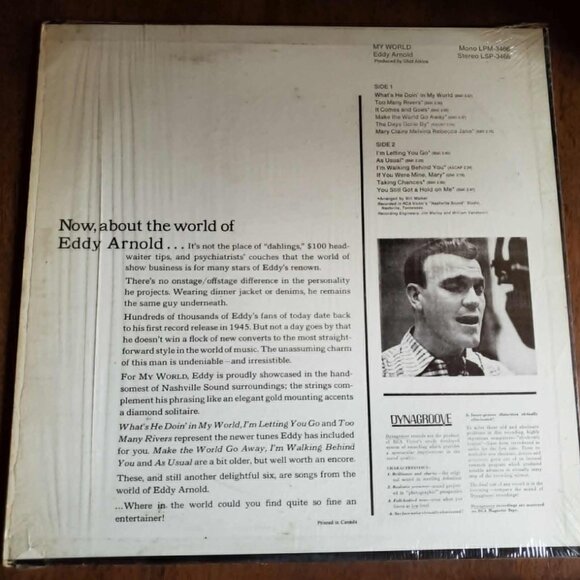Vintage Eddy Arnold Vinyl LP – My World – © 1965 - Picture 3 of 8